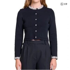 Maje Mistrassan Cardigan with Embellished Trim NWOT